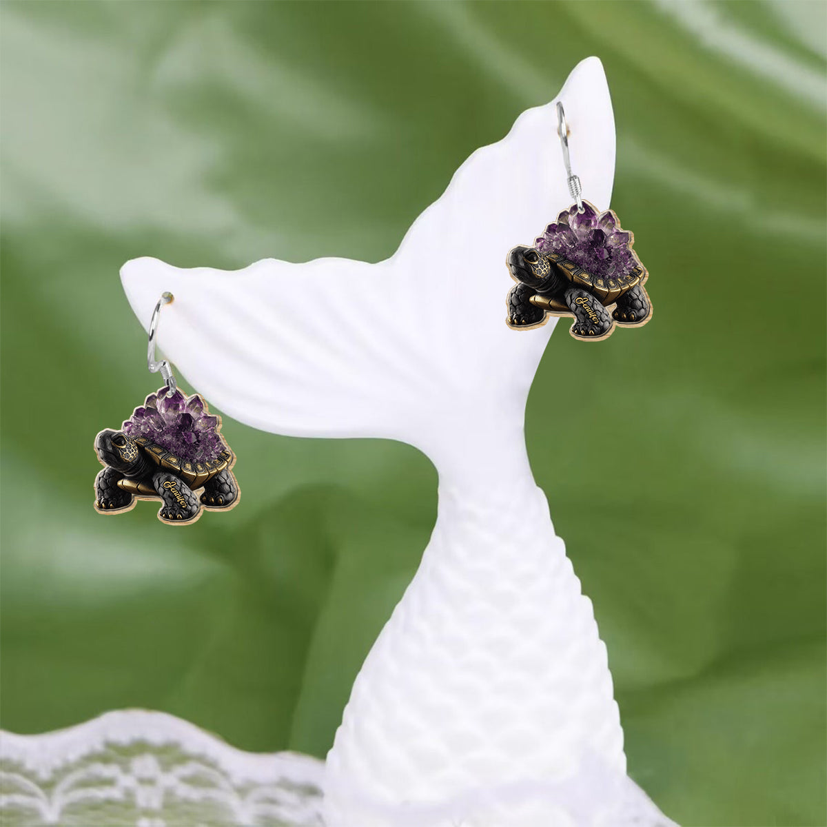 Amethyst/ Rose Quartz/ Ruby/... Style Turtle - Personalized Turtle Earrings