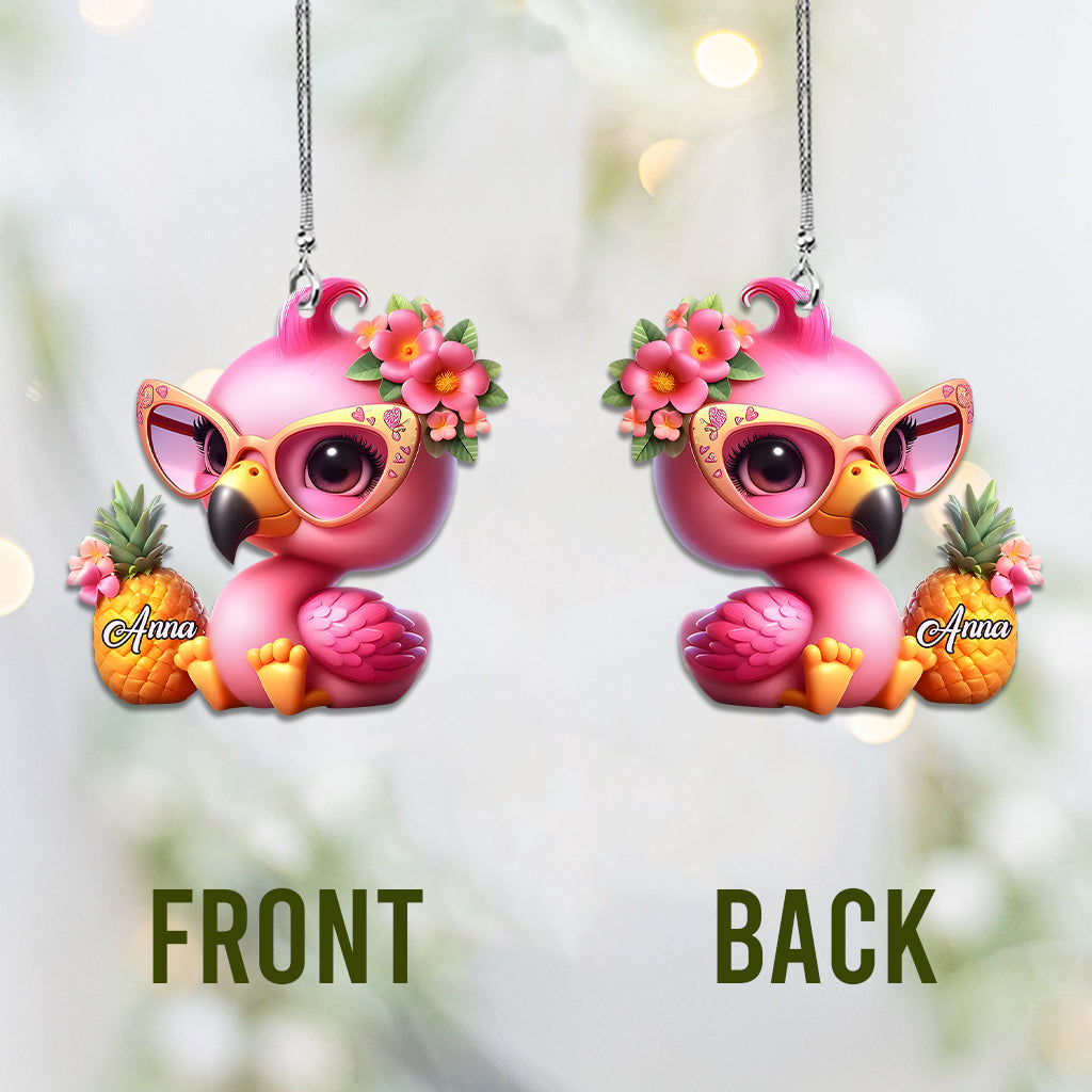 Love Flamingos - Personalized Flamingo Car Ornament