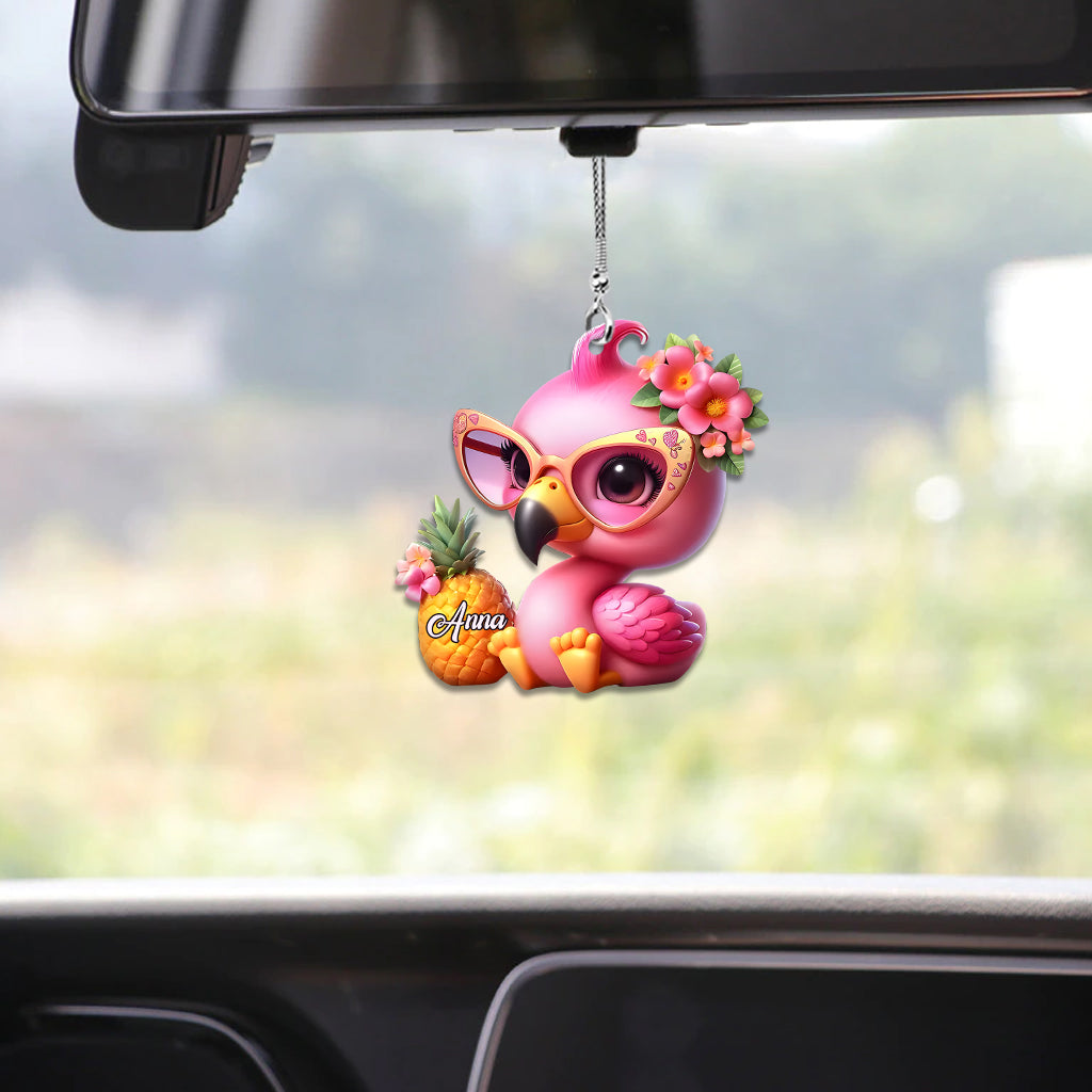 Love Flamingos - Personalized Flamingo Car Ornament