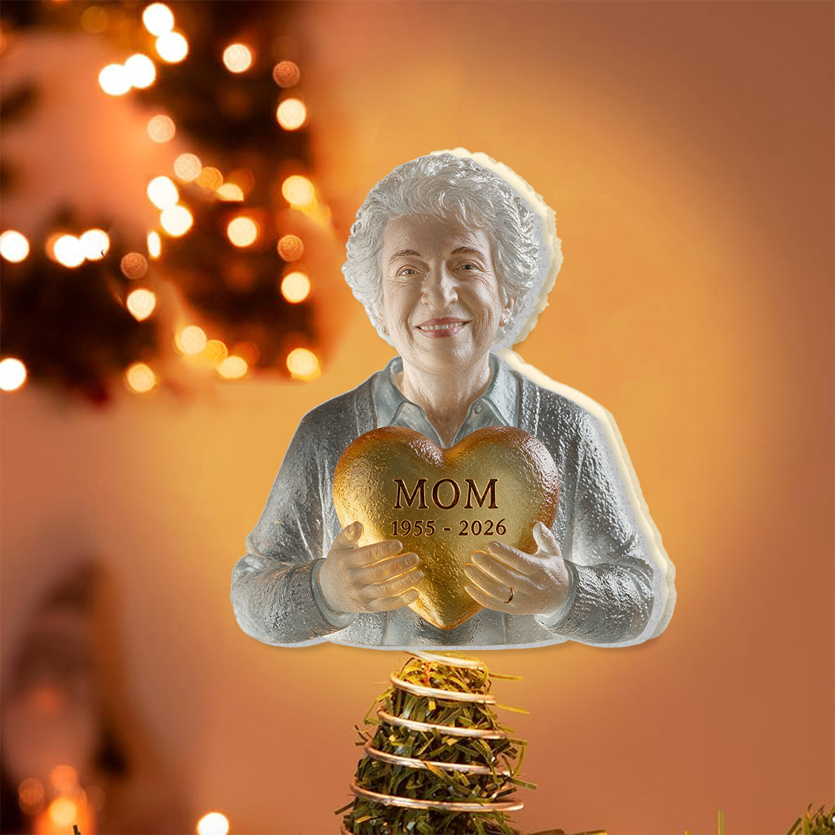 Rest In Peace - Personalized Memorial LED Light Tree Topper