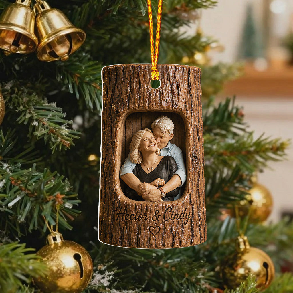 Any Photo Tree Trunk Couple Gift - Personalized Couple Premium 3D Ornament