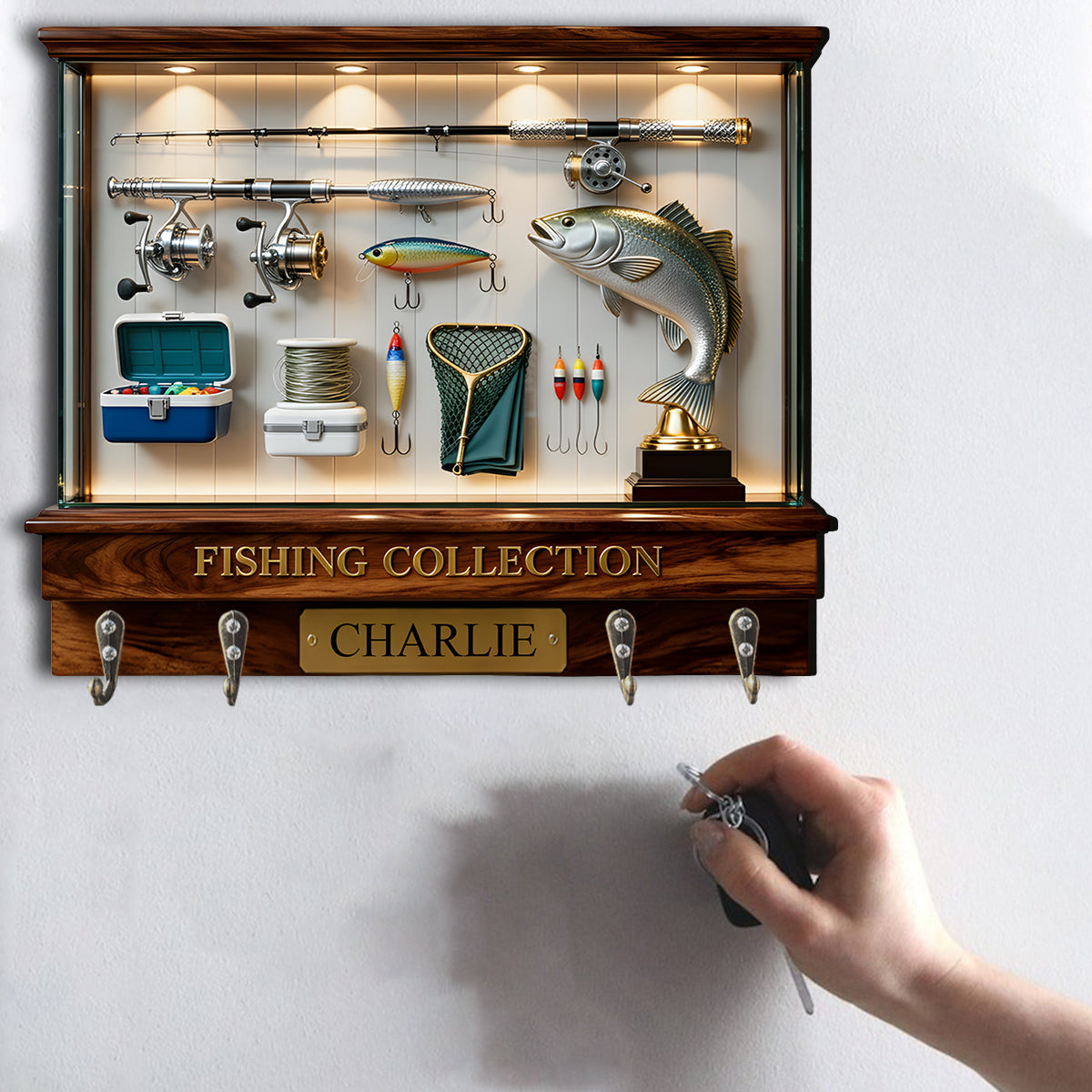 Love Fishing - Personalized Fishing Custom Shaped Hanging Rack