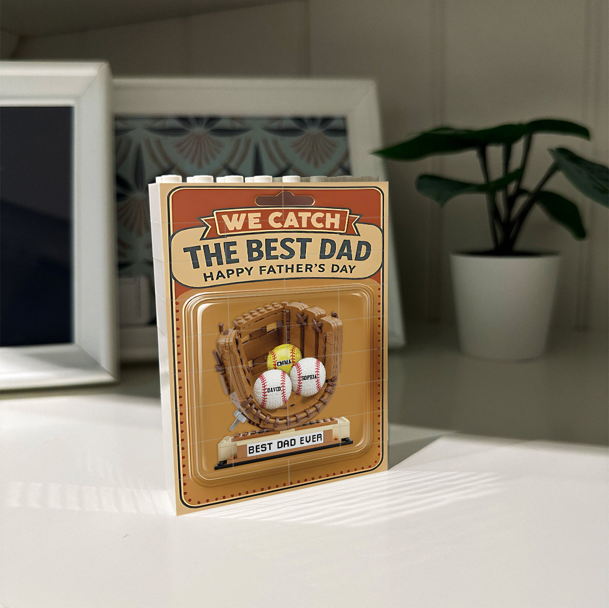 We Catch The Best Dad - Personalized Baseball Vertical Rectangle Building Brick Blocks Printed On Both Sides