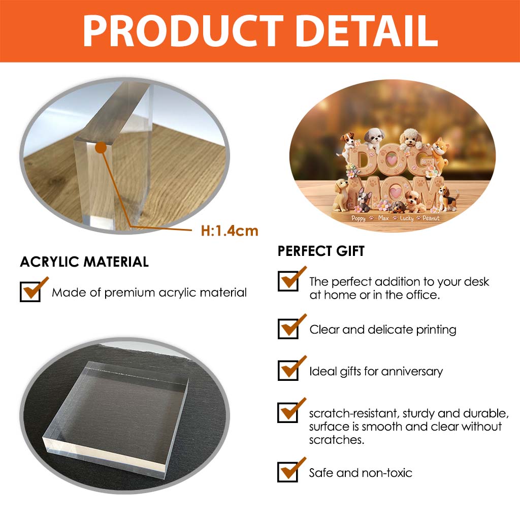 Dog Mom - Personalized Dog Custom Shaped Acrylic Plaque