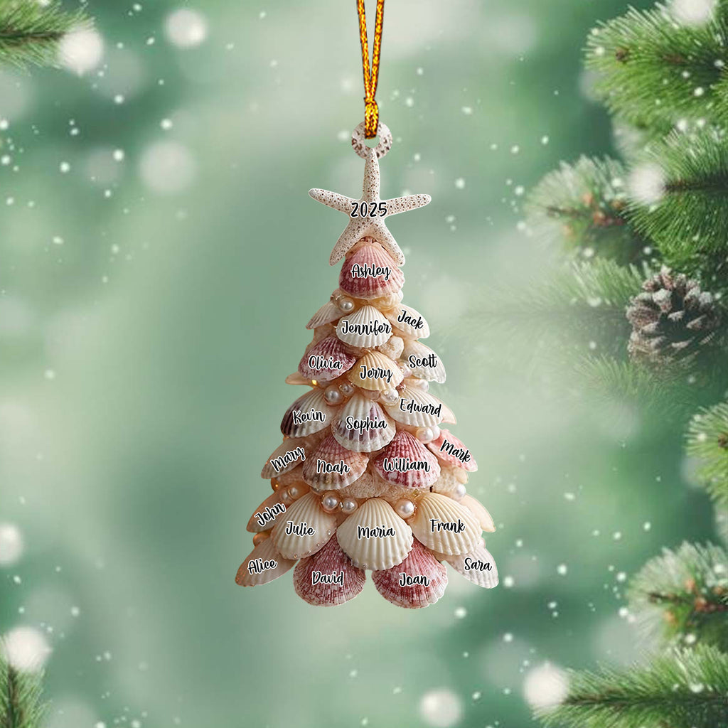 Seashell Christmas Tree - Personalized Family Ornament