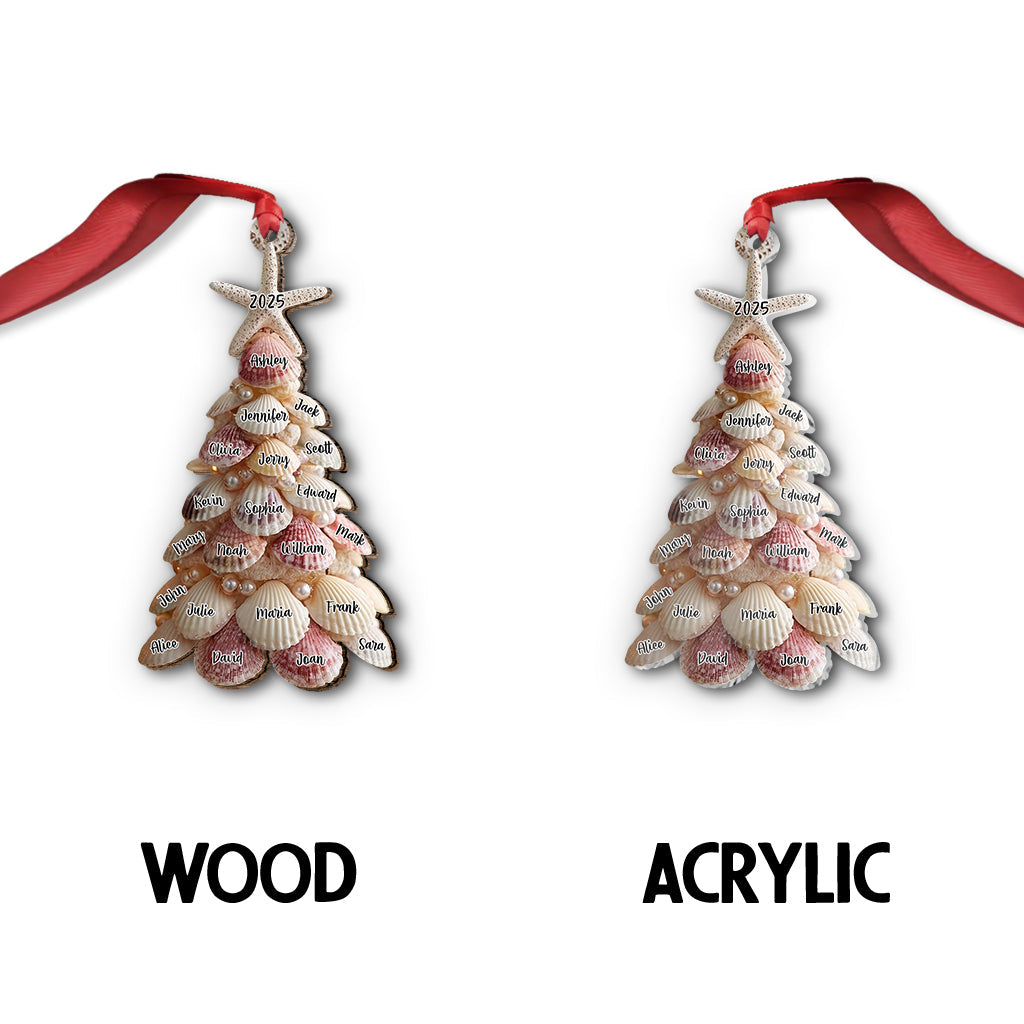 Seashell Christmas Tree - Personalized Family Ornament