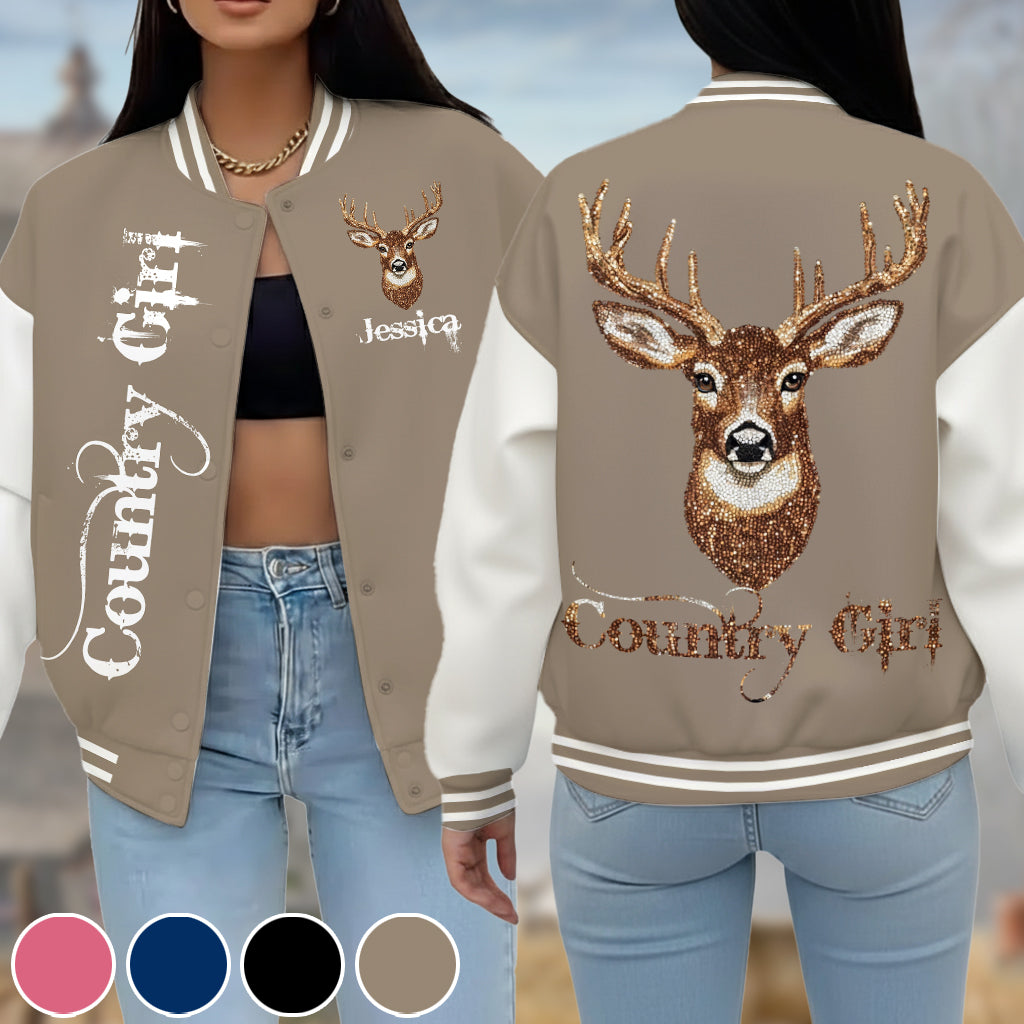 Country Girl - Personalized Hunting Varsity Jacket