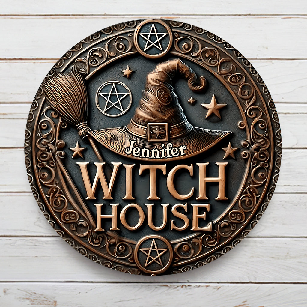 Witch House - Personalized Witch Round Metal Sign