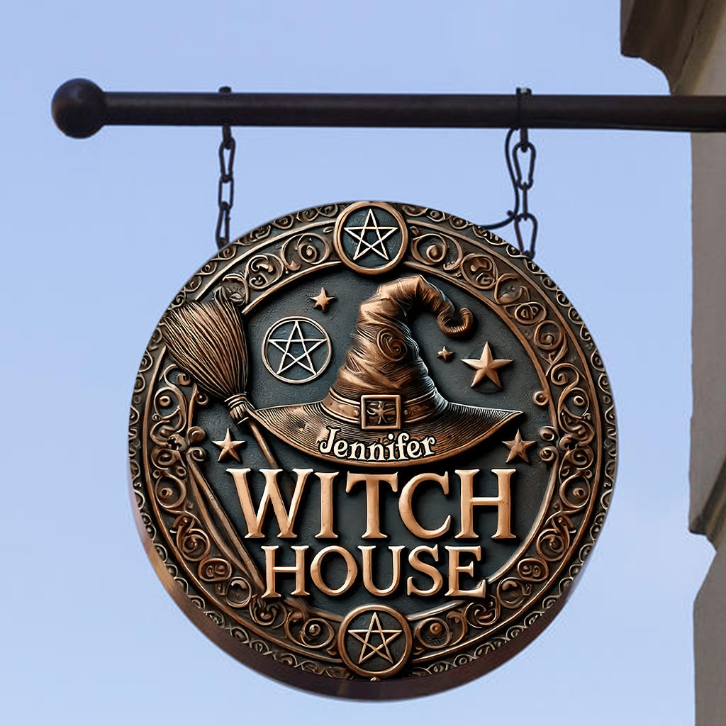 Witch House - Personalized Witch Round Metal Sign