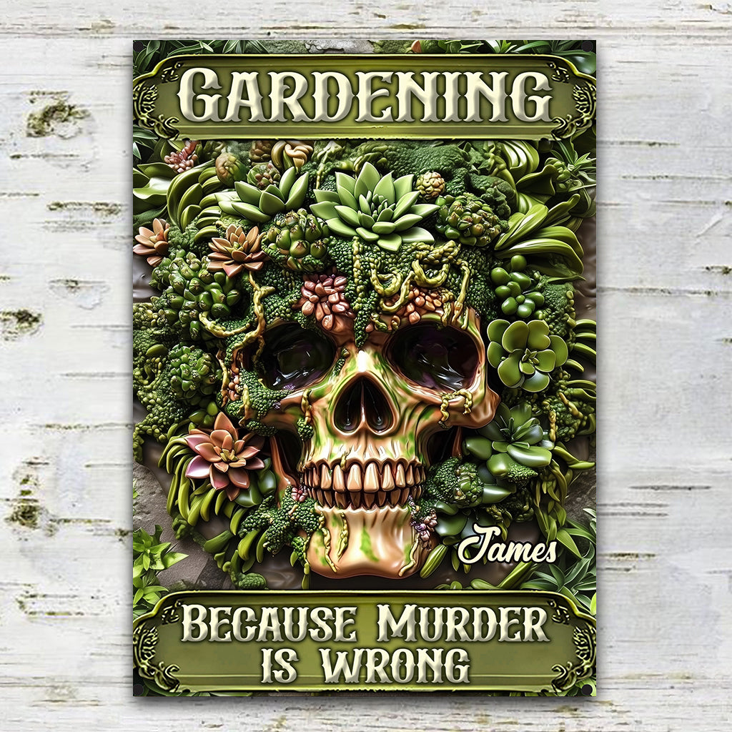 Gift For Gardeners - Personalized Gardening Rectangle Metal Sign
