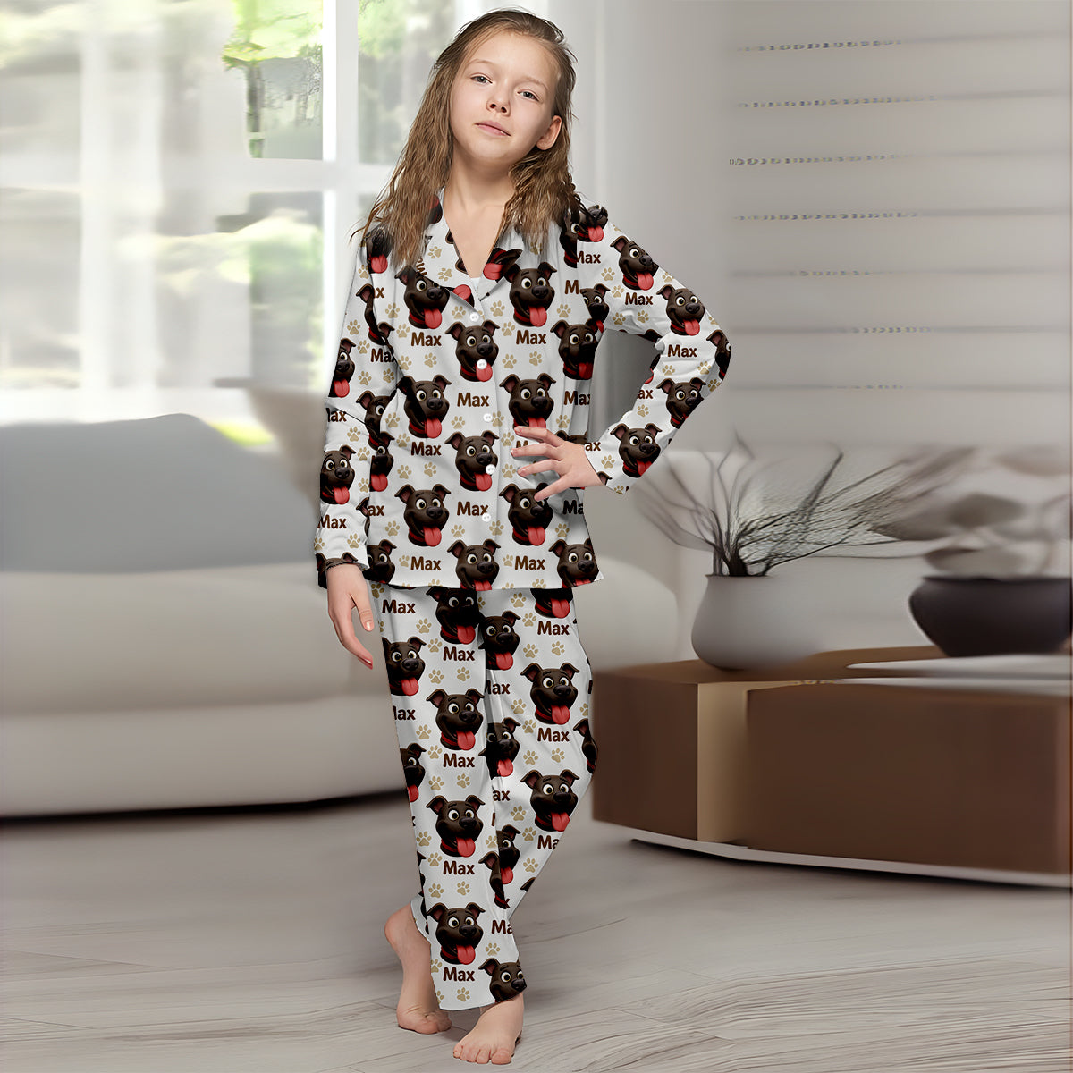 Custom Photo My Best Friend Has Four Paws - Personalized Dog Button Down Pajamas