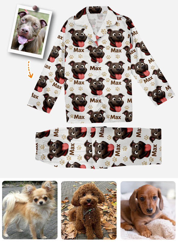 Custom Photo My Best Friend Has Four Paws - Personalized Dog Button Down Pajamas