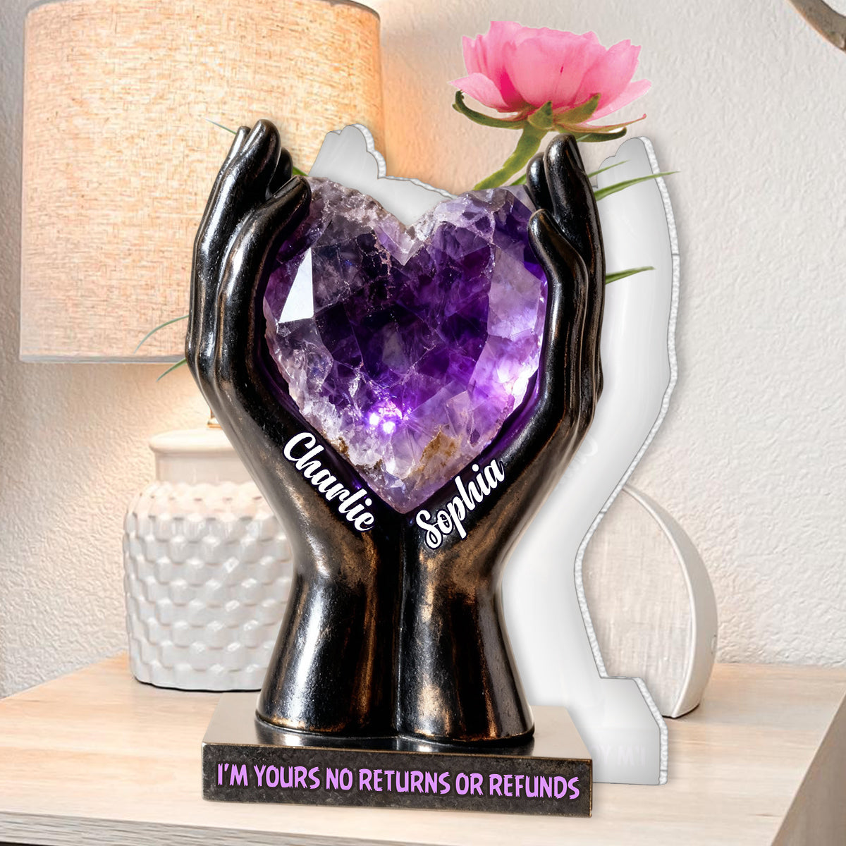 Till Death Do Us Part - Personalized Couple Custom Shape Acrylic Flower Vase