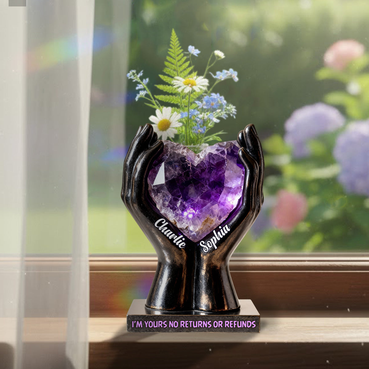 Till Death Do Us Part - Personalized Couple Custom Shape Acrylic Flower Vase