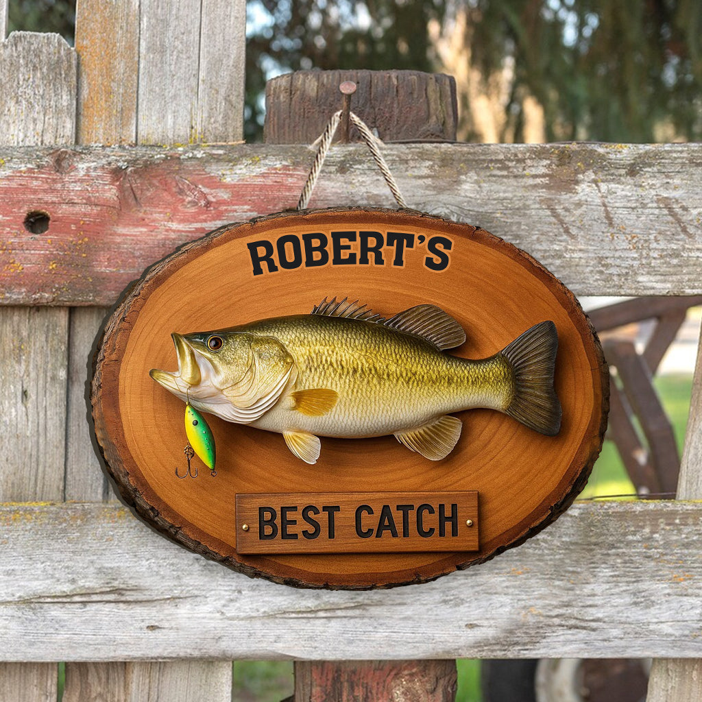 Gift For Fishing Lover, Gift For Him/ Husband..., Best Catch - Personalized Fishing Custom Shaped Wood Sign