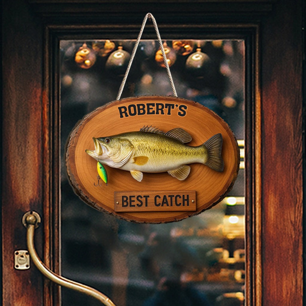Gift For Fishing Lover, Gift For Him/ Husband..., Best Catch - Personalized Fishing Custom Shaped Wood Sign