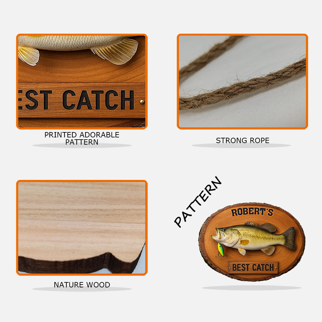 Gift For Fishing Lover, Gift For Him/ Husband..., Best Catch - Personalized Fishing Custom Shaped Wood Sign