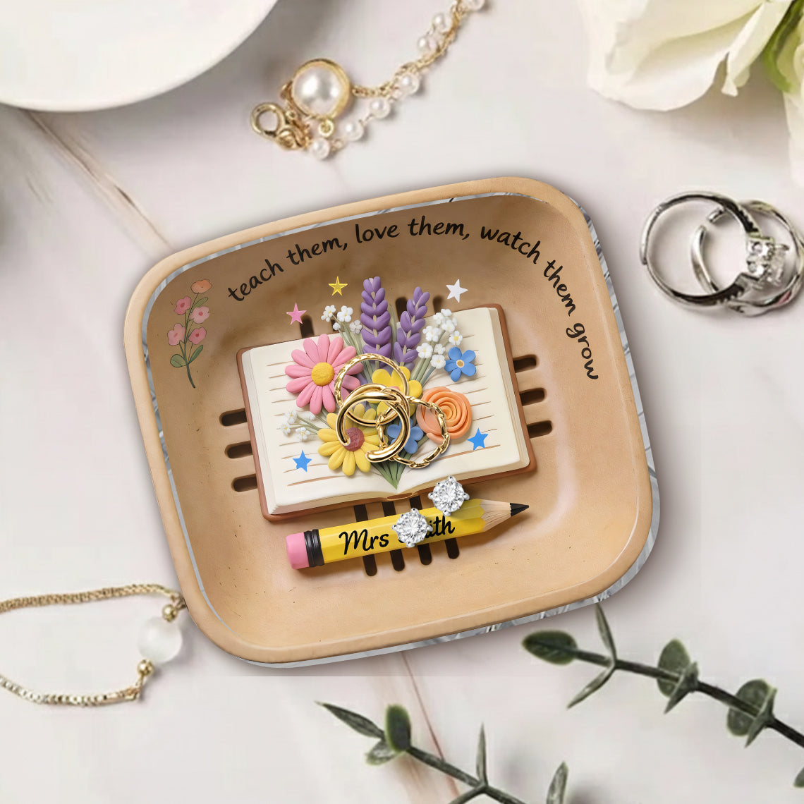 Teacher Gifts Boho Kraft - Personalized Teacher Catch-All Tray