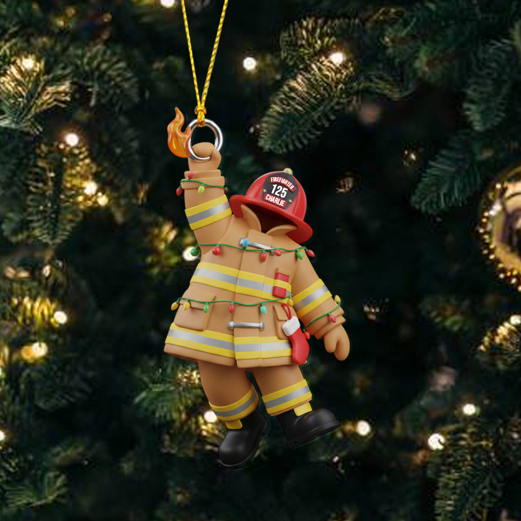 Holiday Firefighter Hero - Personalized Firefighter Transparent Ornament