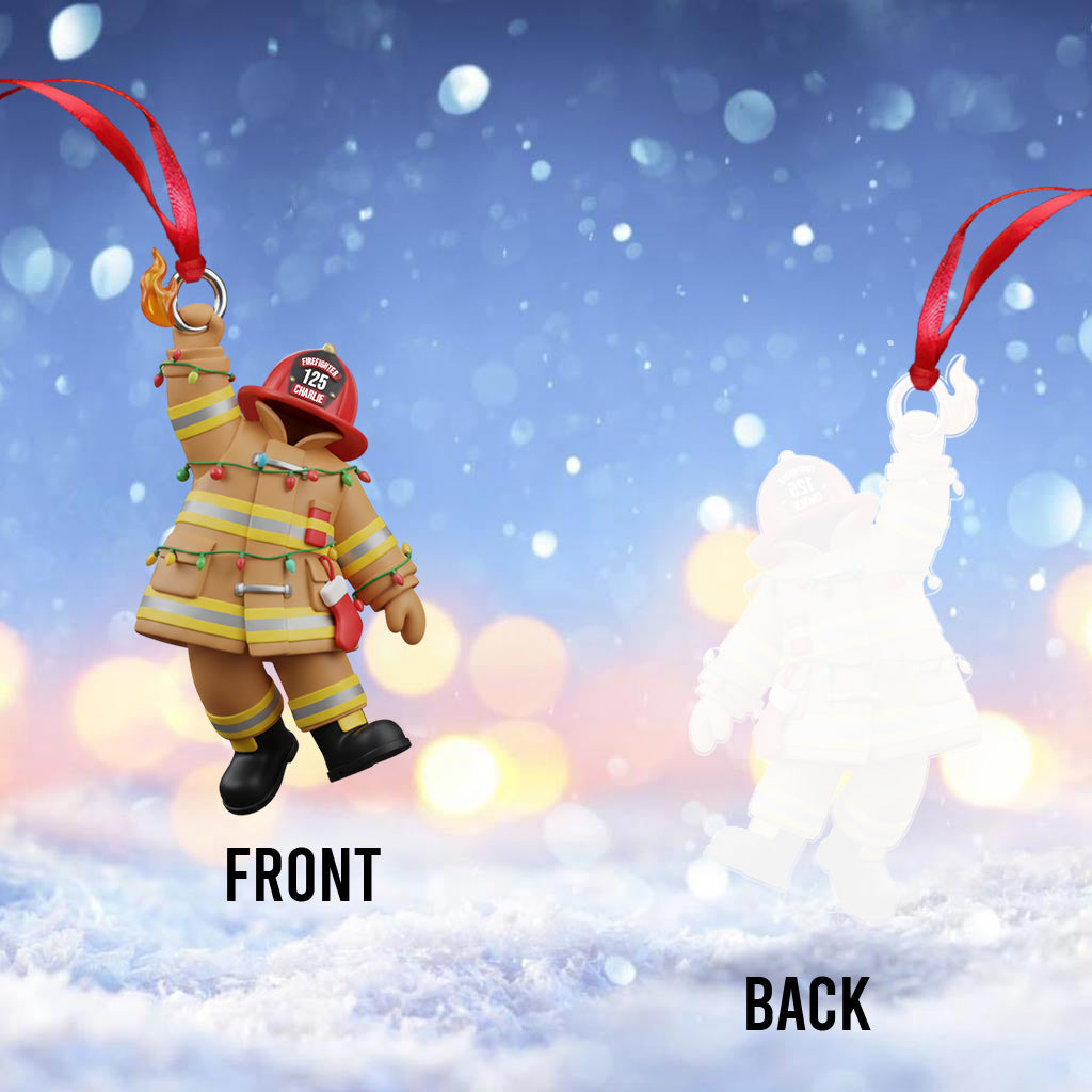 Holiday Firefighter Hero - Personalized Firefighter Transparent Ornament