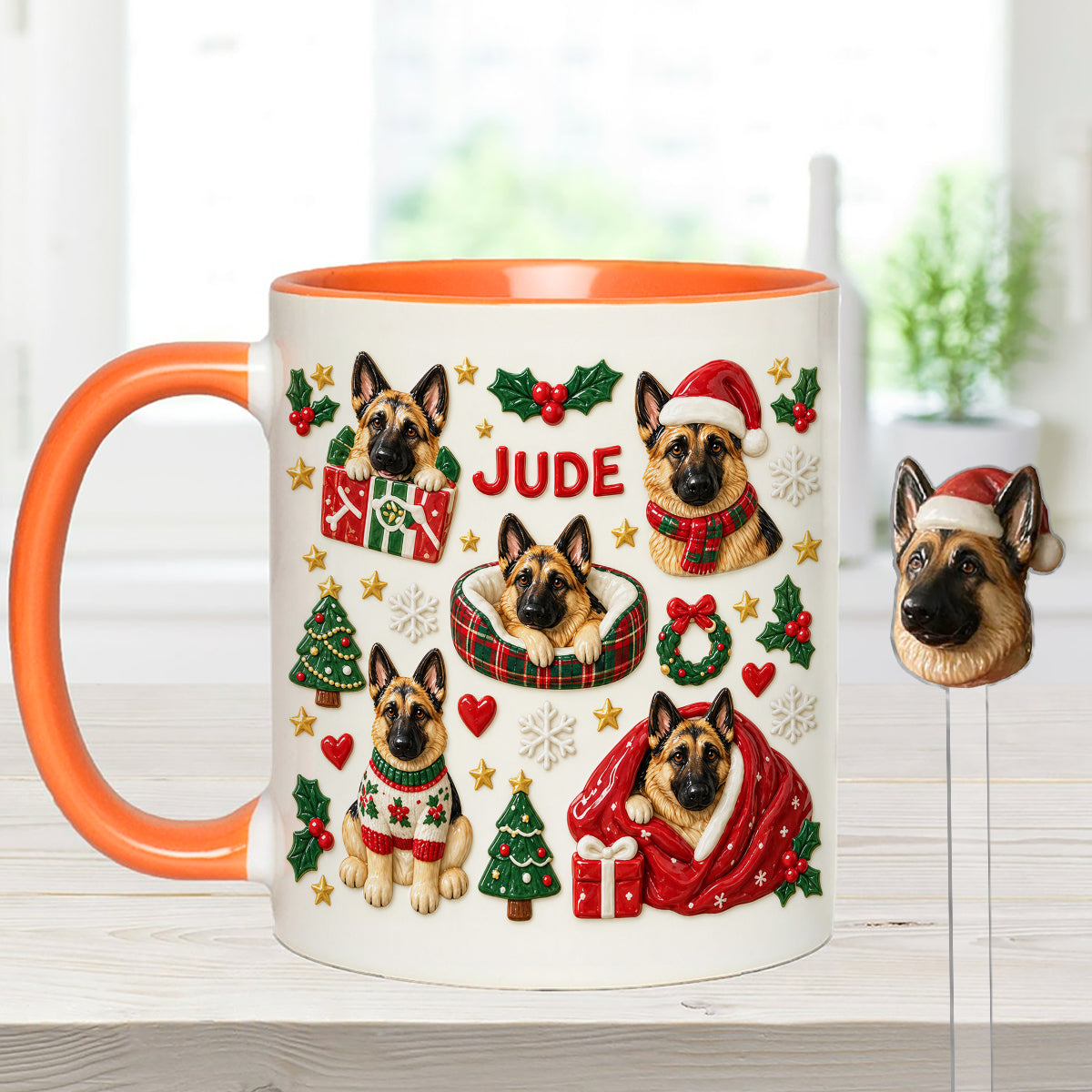 Christmas Time - Personalized Dog Set Accent Mug with Acrylic Stirrers