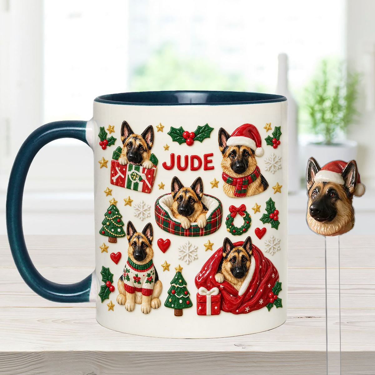 Christmas Time - Personalized Dog Set Accent Mug with Acrylic Stirrers