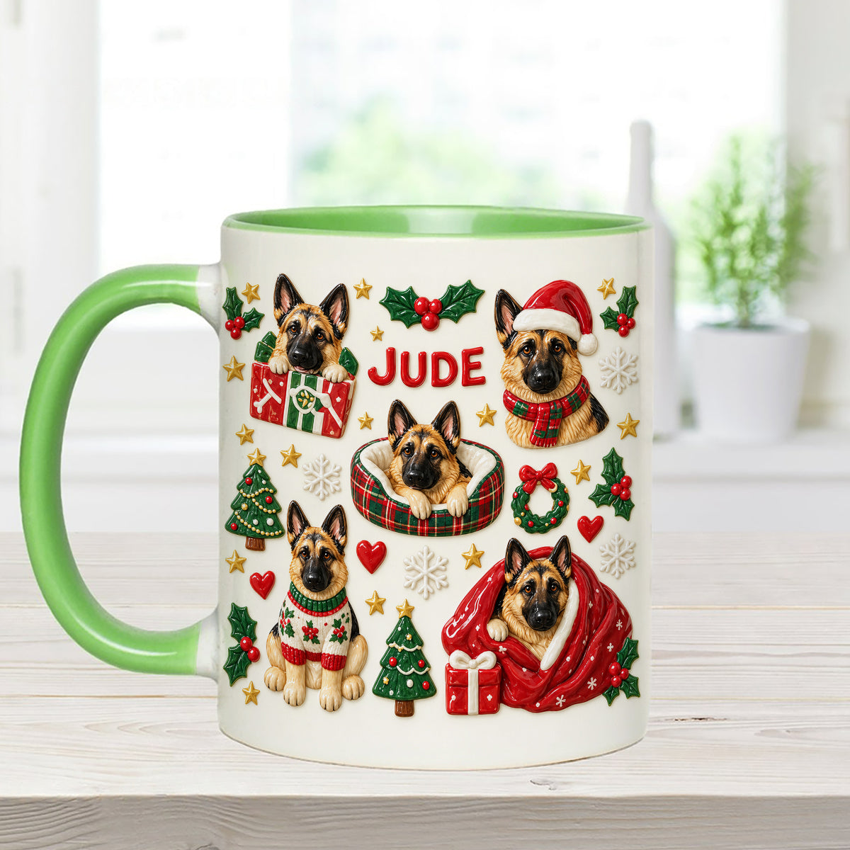 Christmas Time - Personalized Dog Set Accent Mug with Acrylic Stirrers