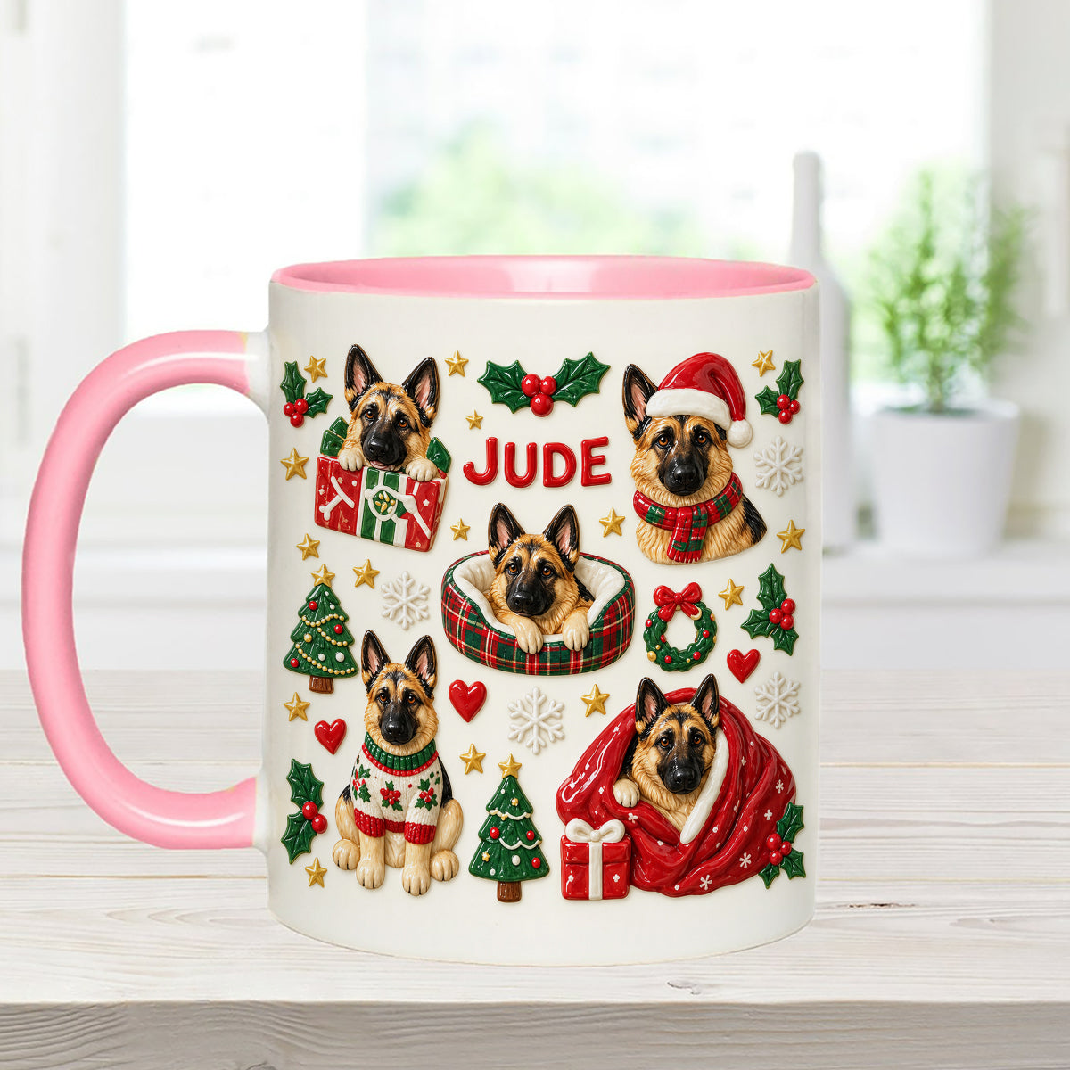 Christmas Time - Personalized Dog Set Accent Mug with Acrylic Stirrers