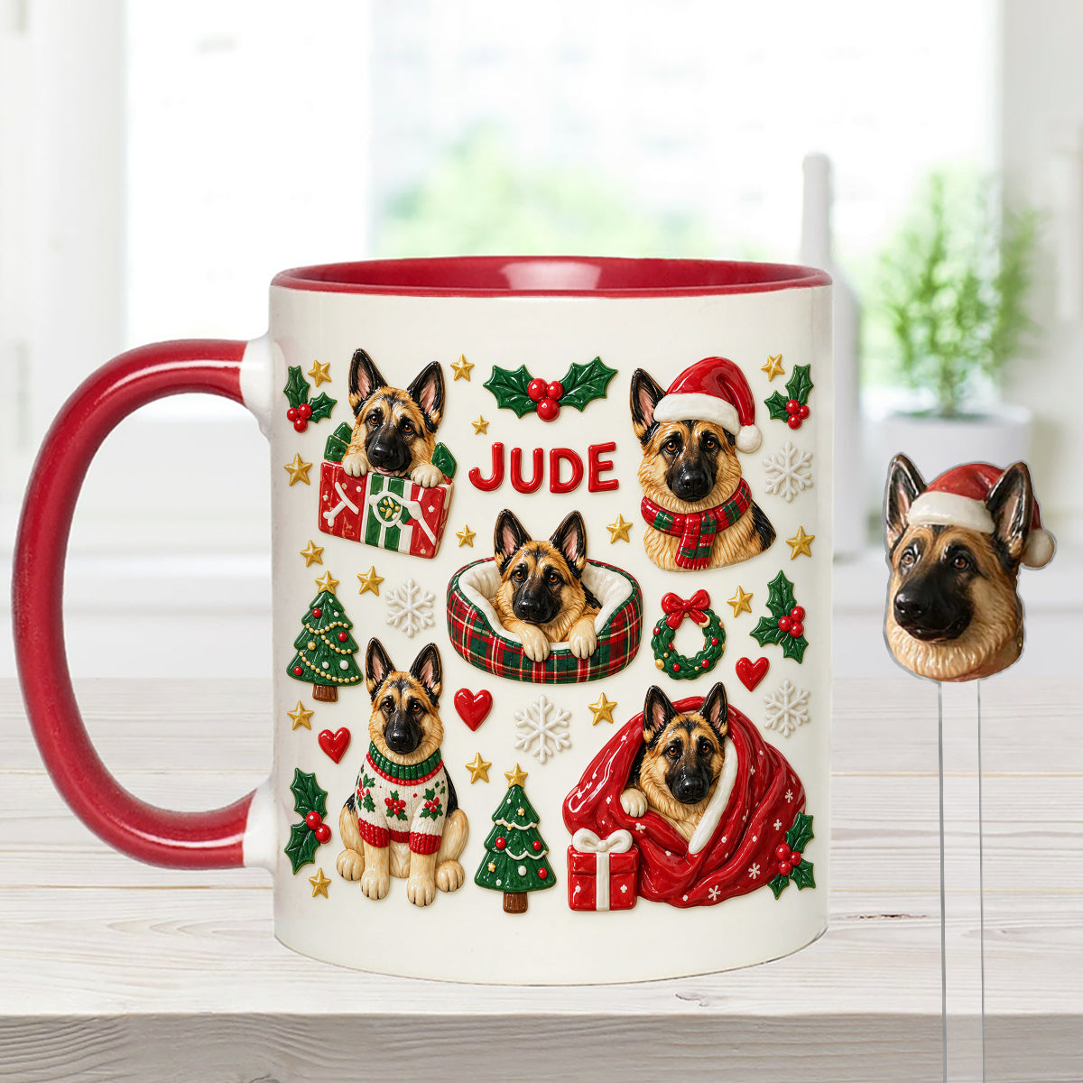 Christmas Time - Personalized Dog Set Accent Mug with Acrylic Stirrers