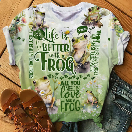 Life Is Better With Frogs - Personalized Frog All Over Shirt