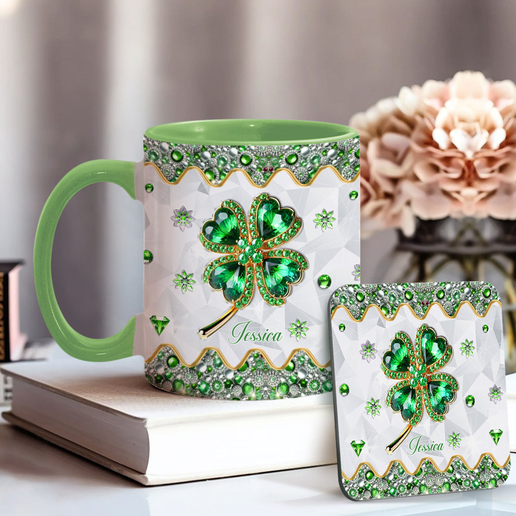 Lucky Four-Leaf Clover - Personalized Saint Patrick's Day Accent Mug