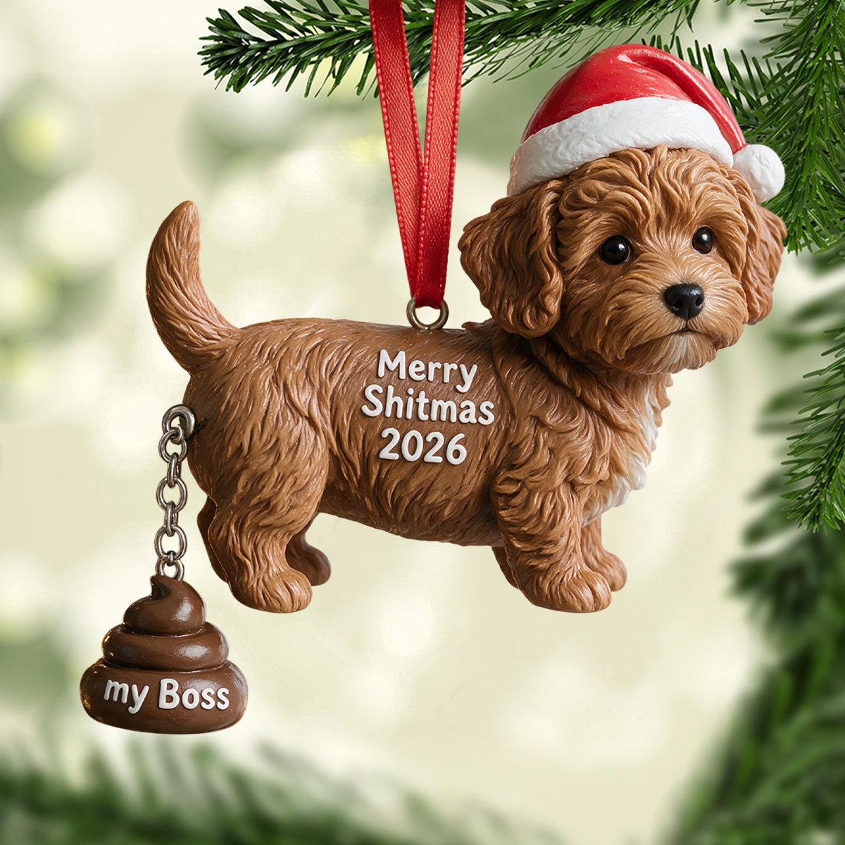 Merry Shitmas - Personalized Dog Ornament With Charm