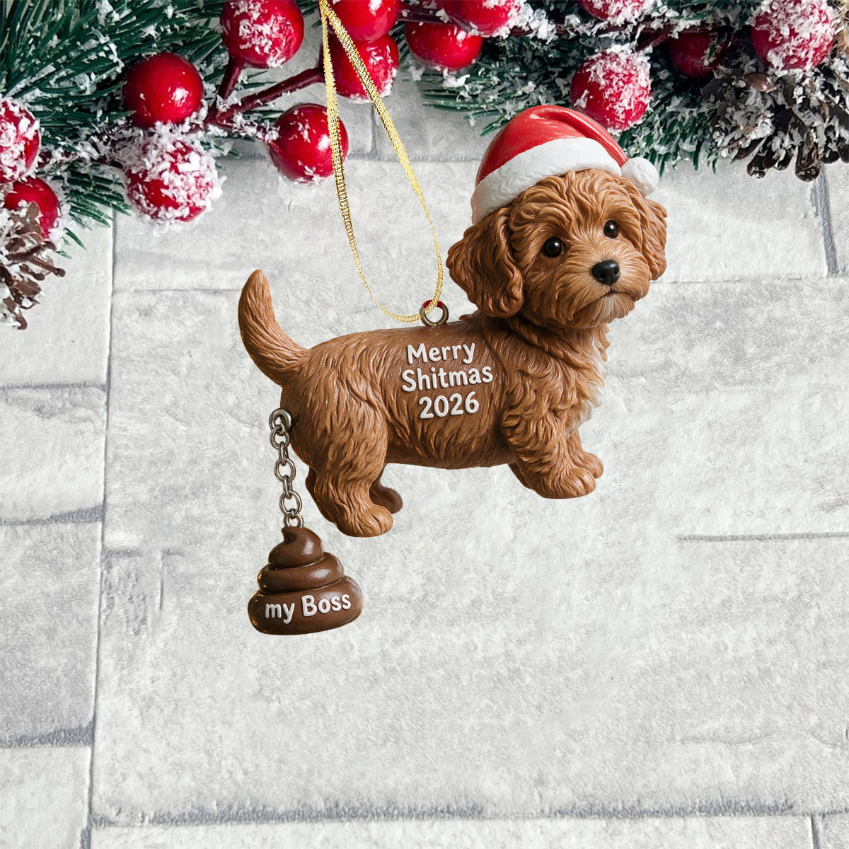 Merry Shitmas - Personalized Dog Ornament With Charm