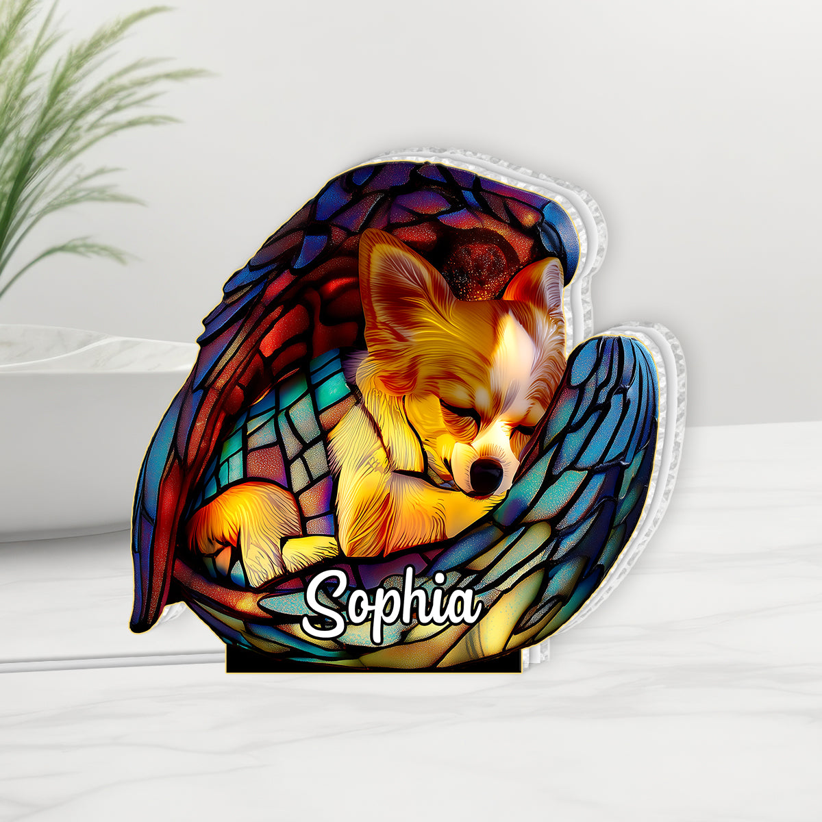 Sleeping Chihuahua - Personalized Dog Acrylic LED Night Light