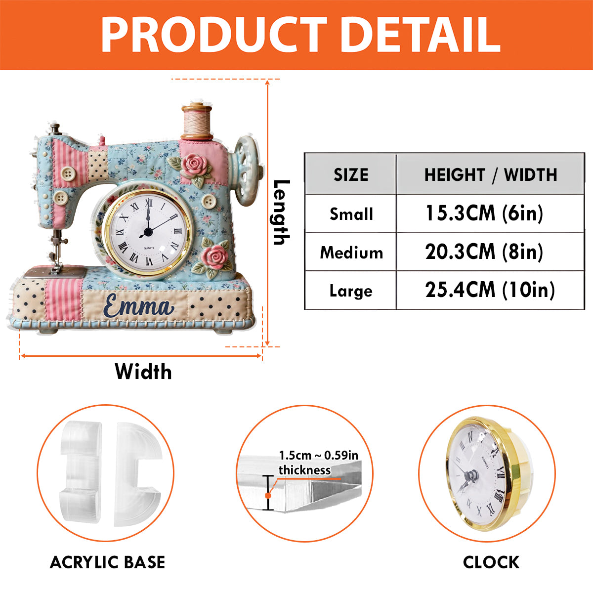 Love Sewing - Personalized Sewing Acrylic Clock Plaque
