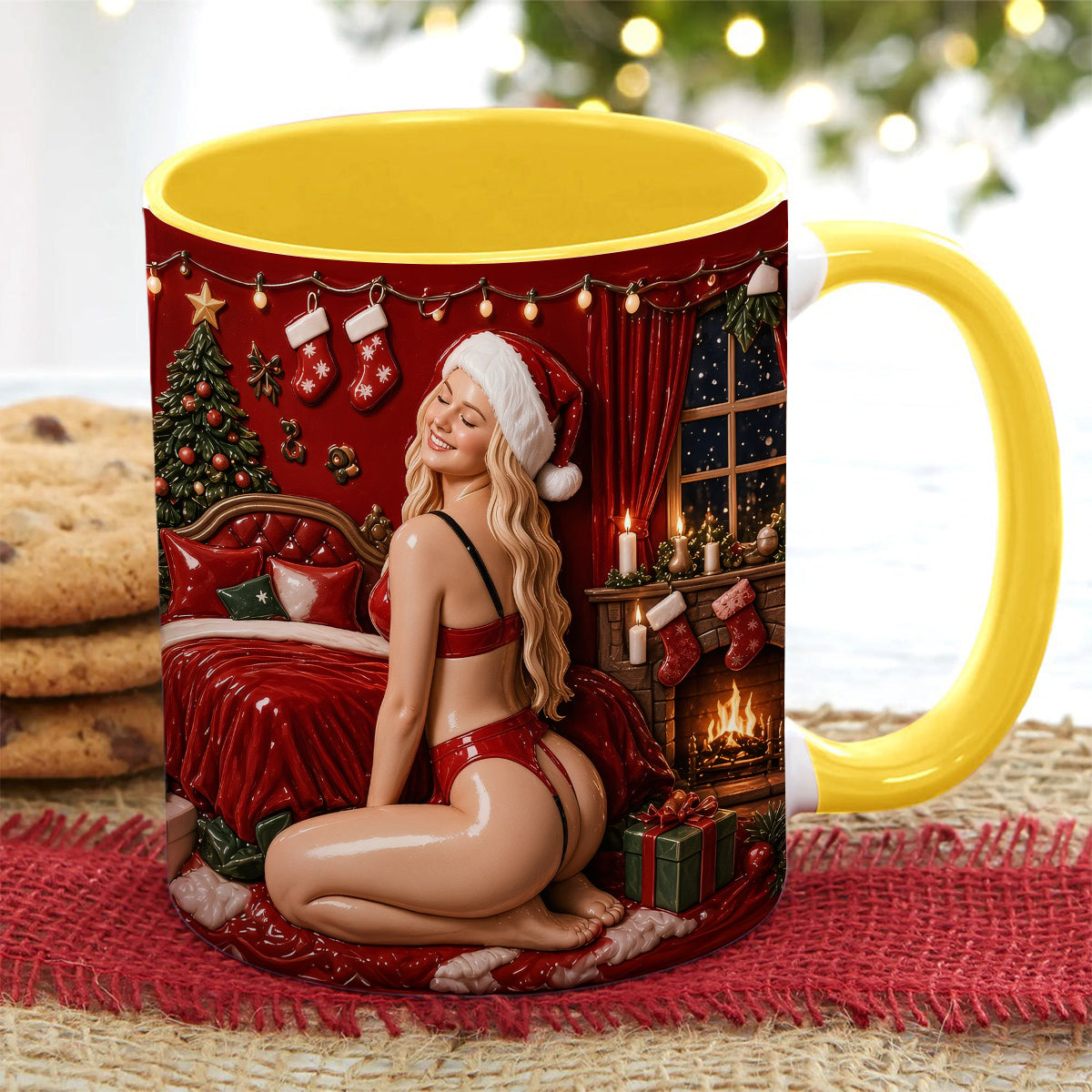 All I Want For Christmas Is You - Personalized Spicy Couple Bottom Printed Accent Mug