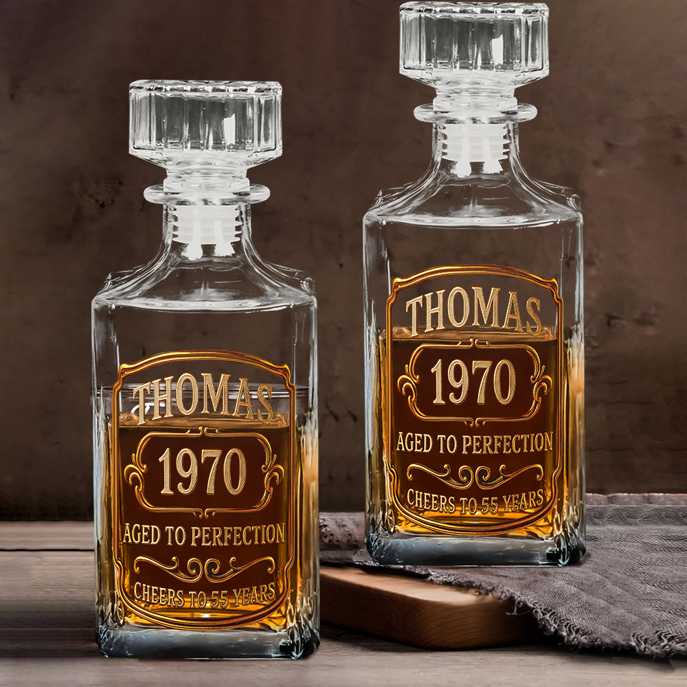 Birthday Gift For Whiskey - Bourbon Lovers - Personalized Whisky Whiskey Decanter Set