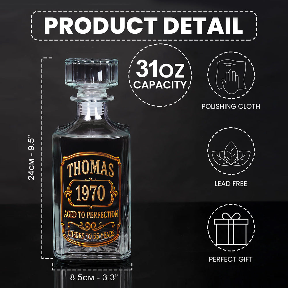 Birthday Gift For Whiskey - Bourbon Lovers - Personalized Whisky Whiskey Decanter Set