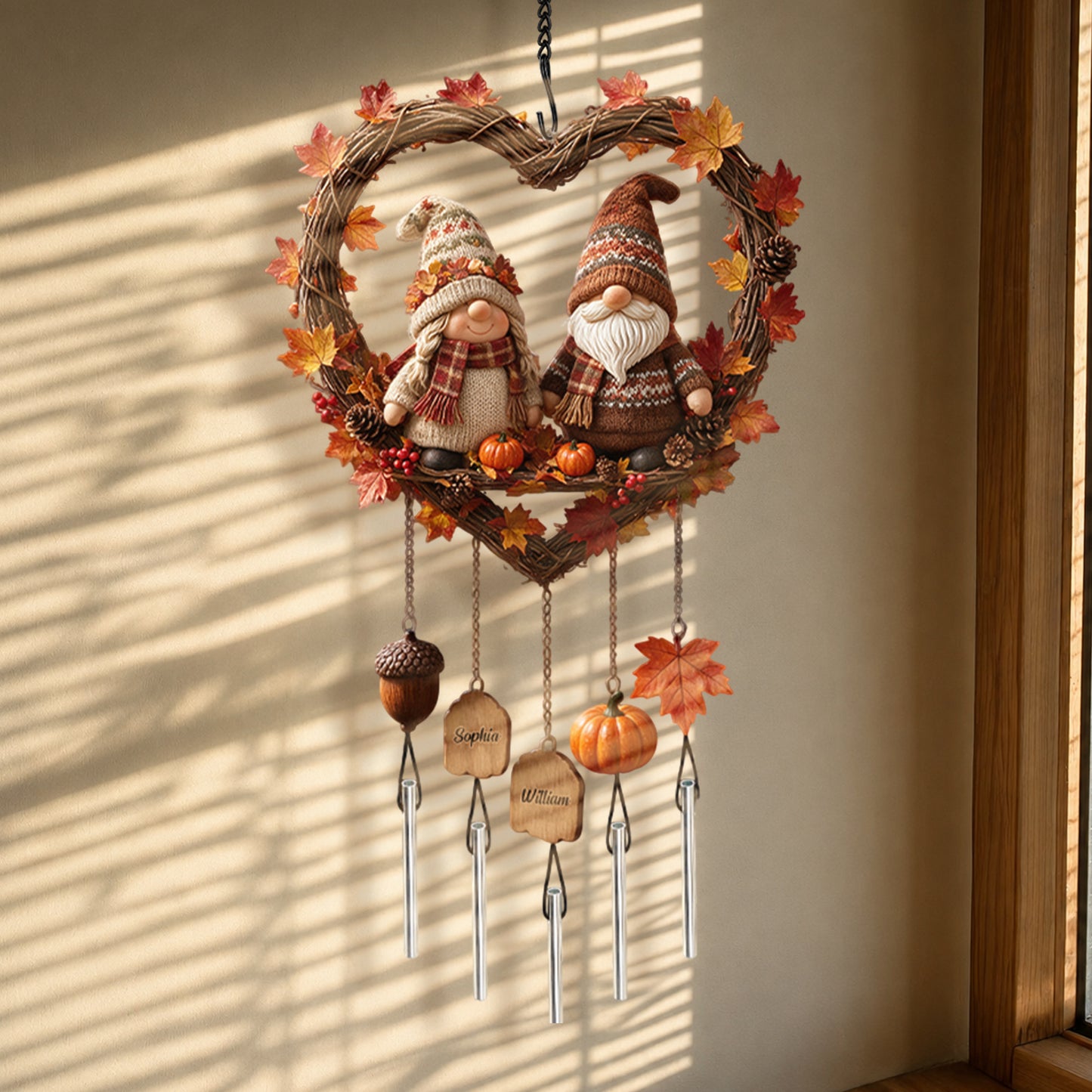 Autumn Season - Personalized Couple Wind Chime With Charm