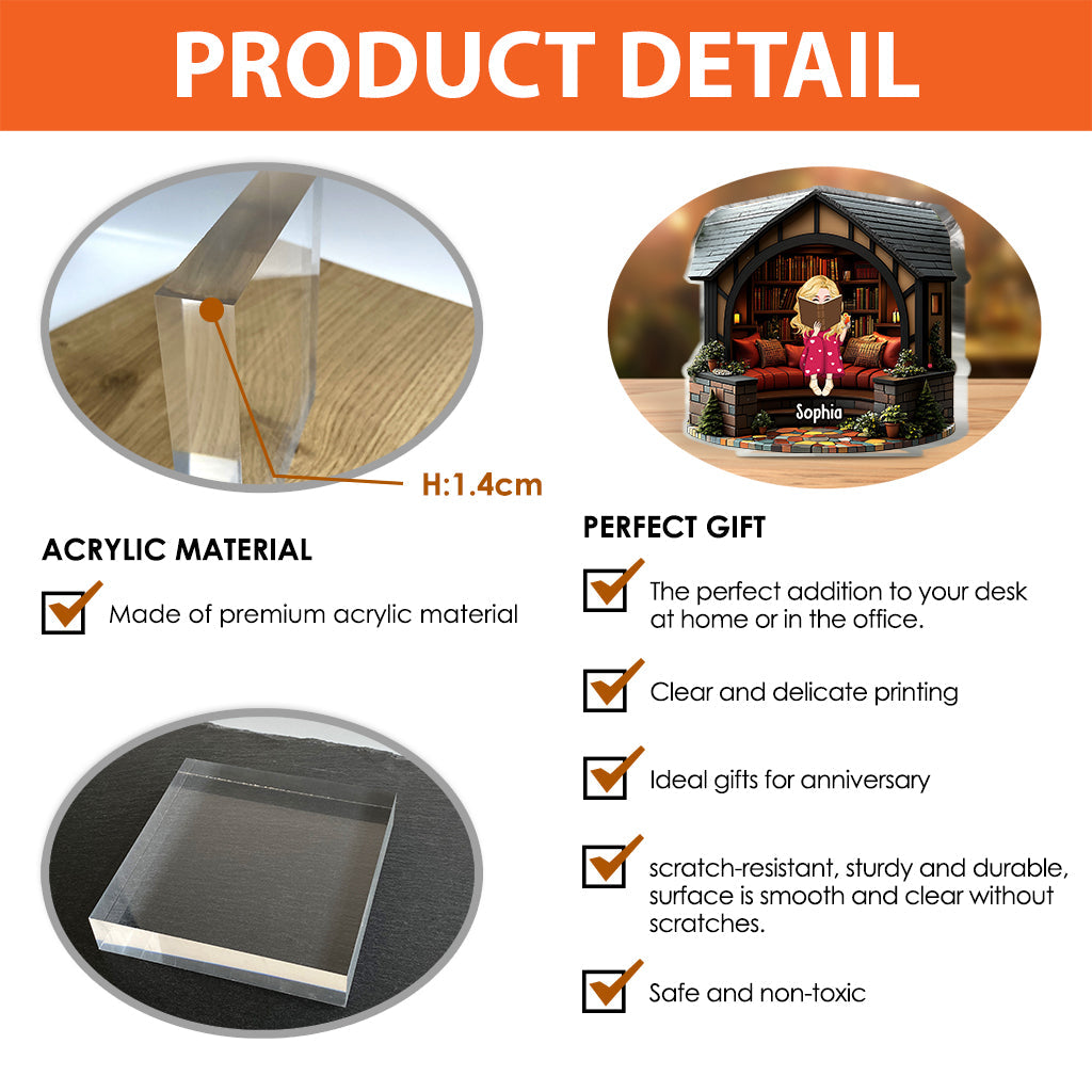 My Library - Personalized Book Custom Shaped Acrylic Plaque