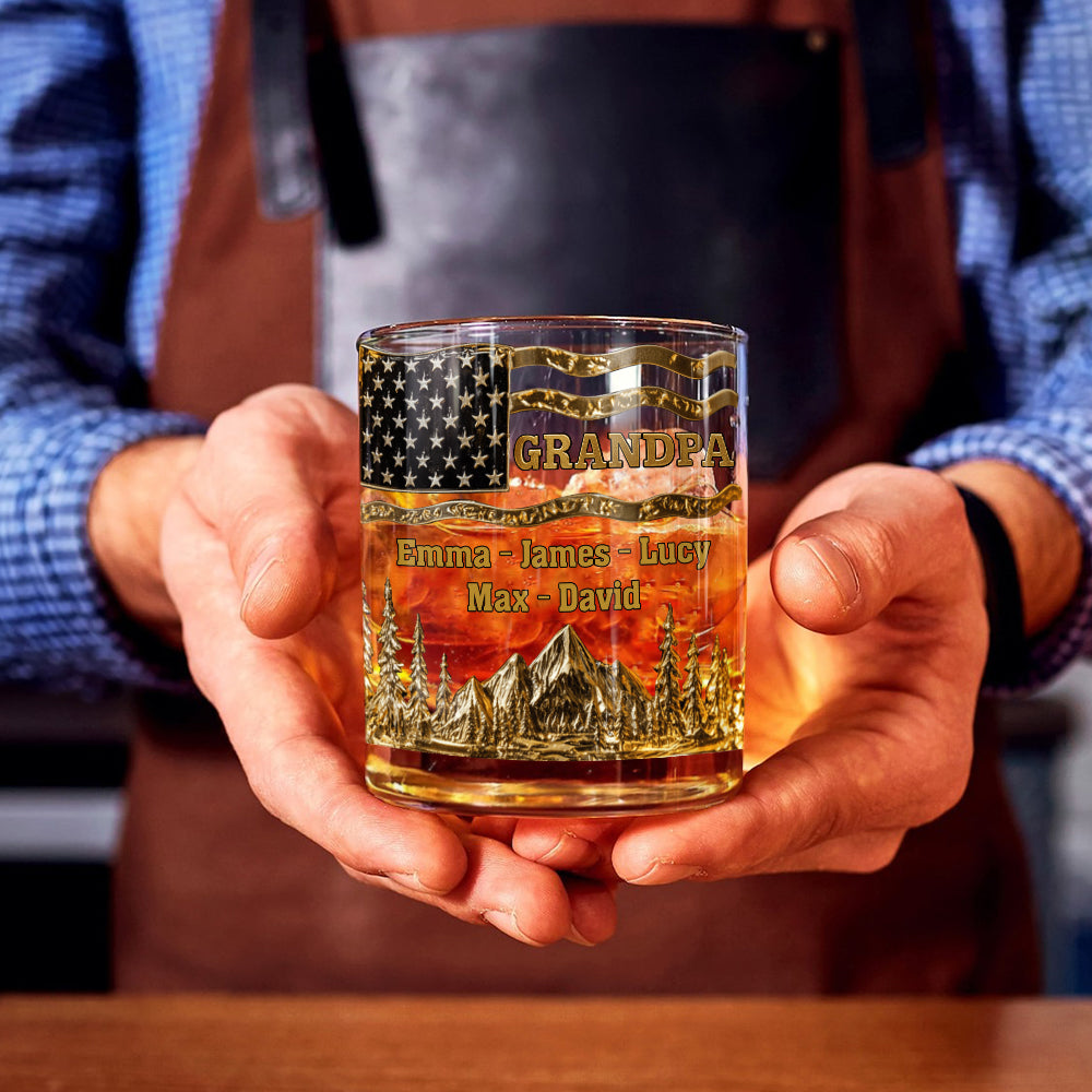 Cool Grandpas Drink Whiskey - Personalized Grandpa Whiskey Glass