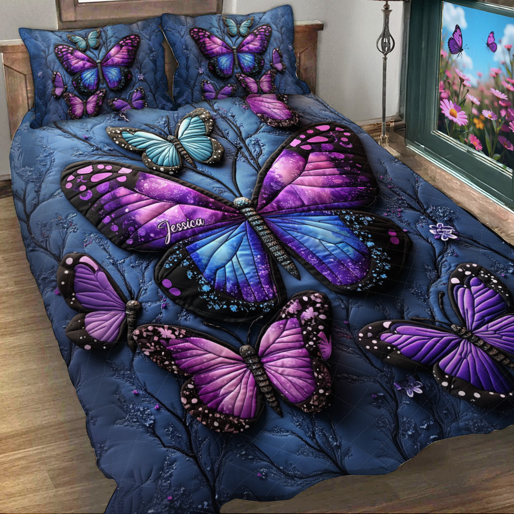 Beautiful Butterflies - Personalized Butterfly Quilt Set