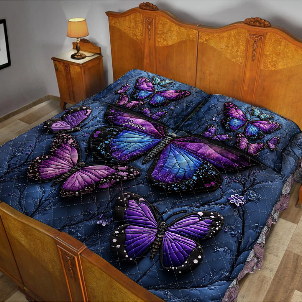 Beautiful Butterflies - Personalized Butterfly Quilt Set
