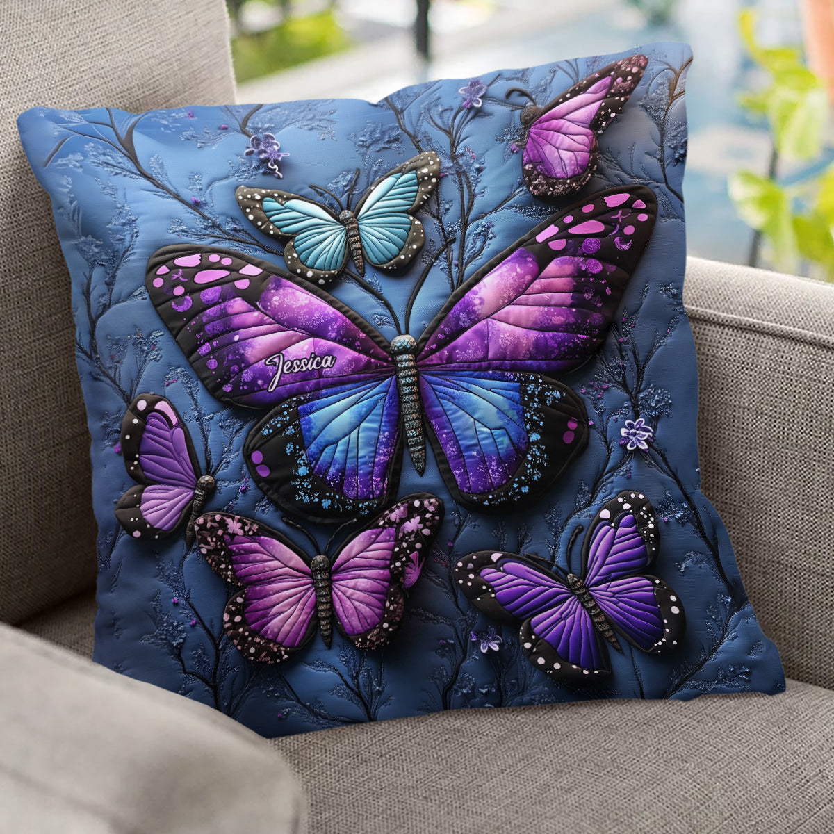 Beautiful Butterflies - Personalized Butterfly Throw Pillow