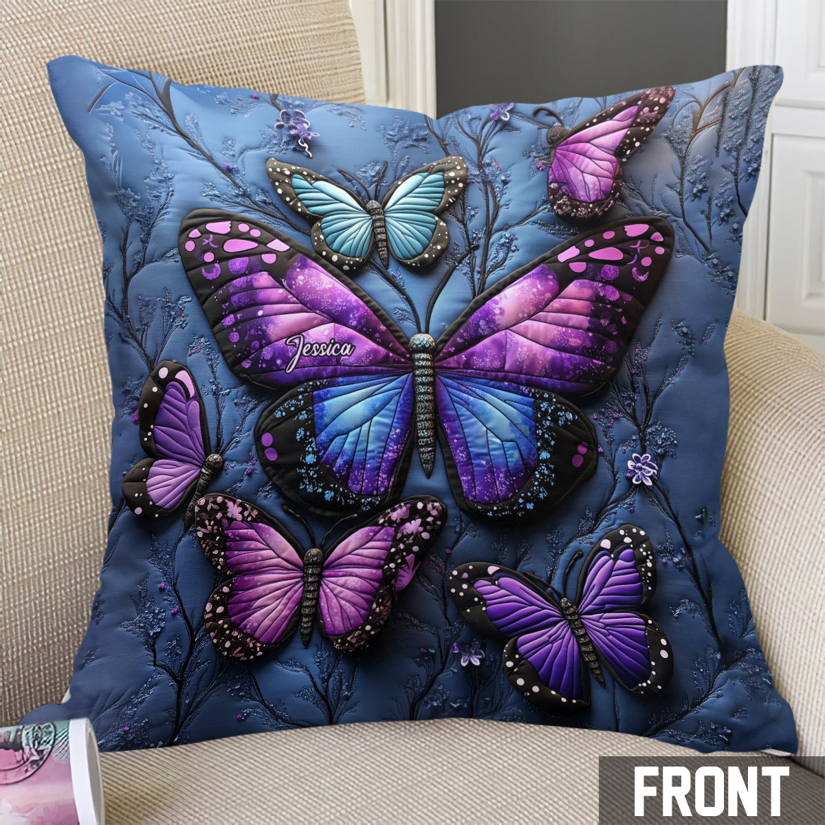 Beautiful Butterflies - Personalized Butterfly Throw Pillow