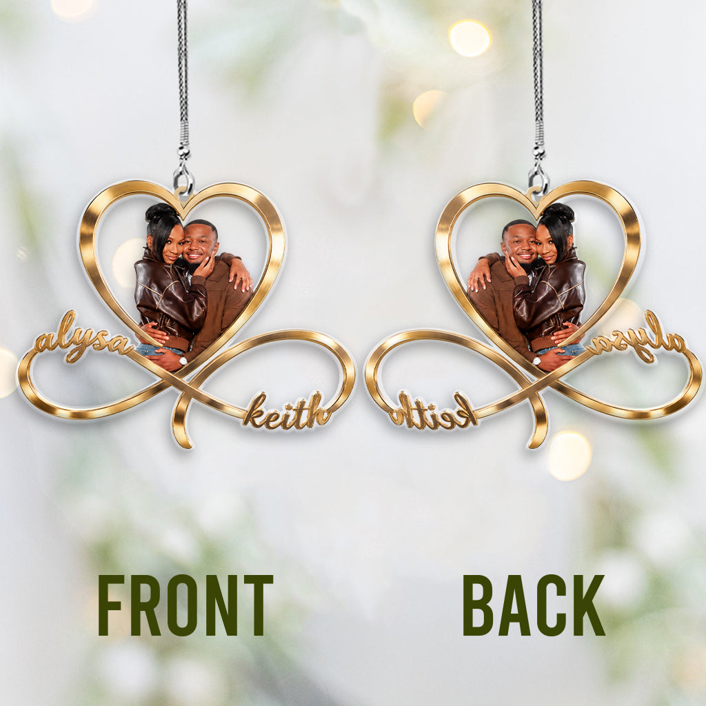 Love You Infinite, Custom From Any Photo - Personalized Couple Transparent Car Ornament