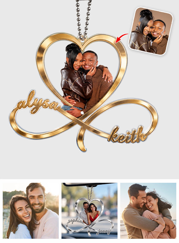 Love You Infinite, Custom From Any Photo - Personalized Couple Transparent Car Ornament
