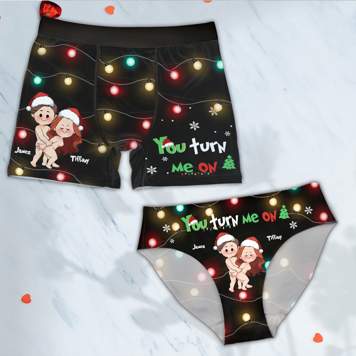 You Turn Me On - Personalized Couple Women Briefs & Men Boxer Briefs