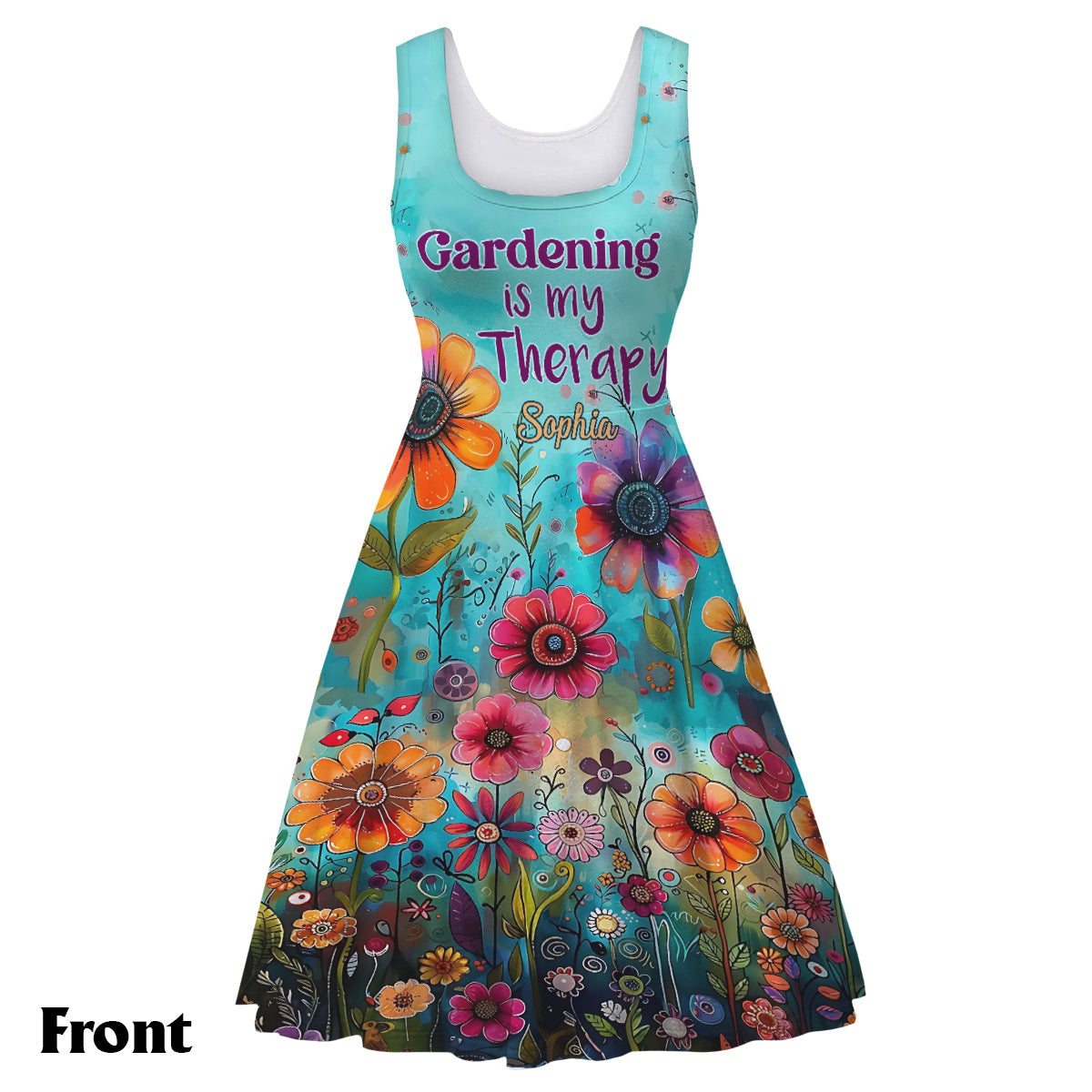Gardening Is My Therapy - Personalized Gardening Sleeveless Dress