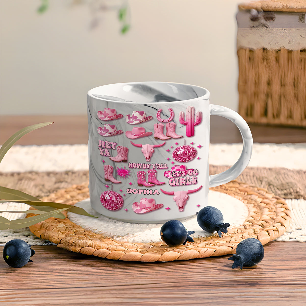 Pink Cowgirl - Personalized Cowgirl Marble Mug